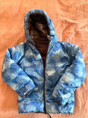 Helly Hansen Kids Blue Cloud-Print Hooded Puffer Jacket